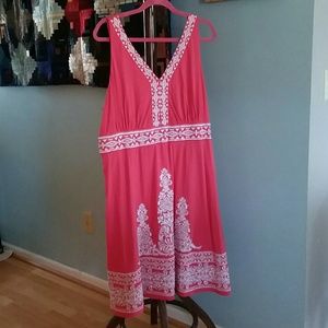 Fun coral dress with embroidery & tiny studs